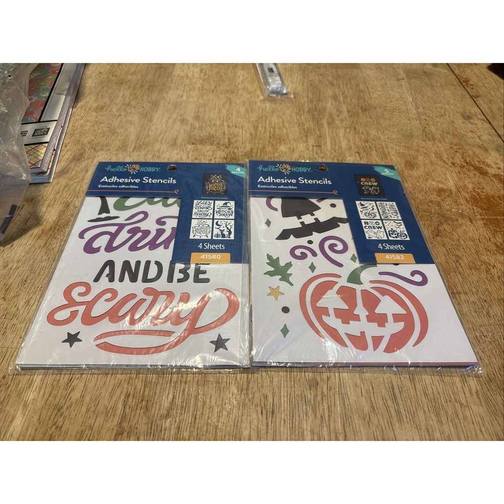 Hello Hobby Adhesive Stencils Halloween Lot 8 Sheets 41580 41582 NEW